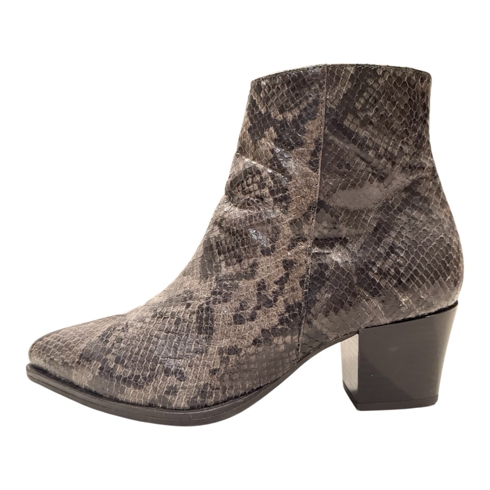 275 Central Snakeskin Ankle Booties Point Toe Women’s size 38 Grey Black - Picture 4 of 9
